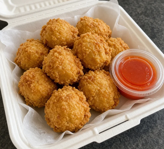 Chicken balls with sweet and sour sauce, Chinese takeout in Winnipeg